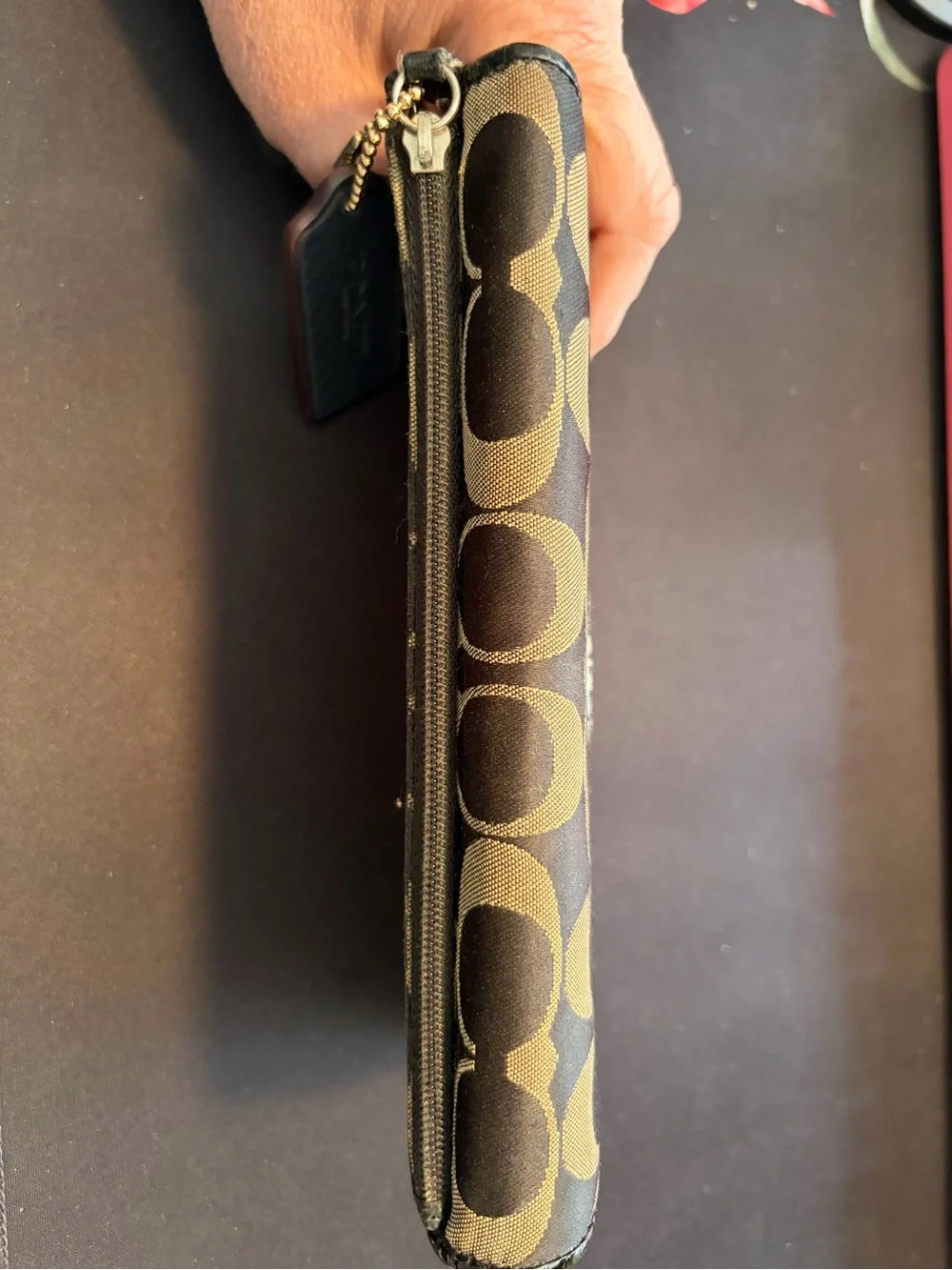 Coach Brown and Black Signature Canvas Wallet